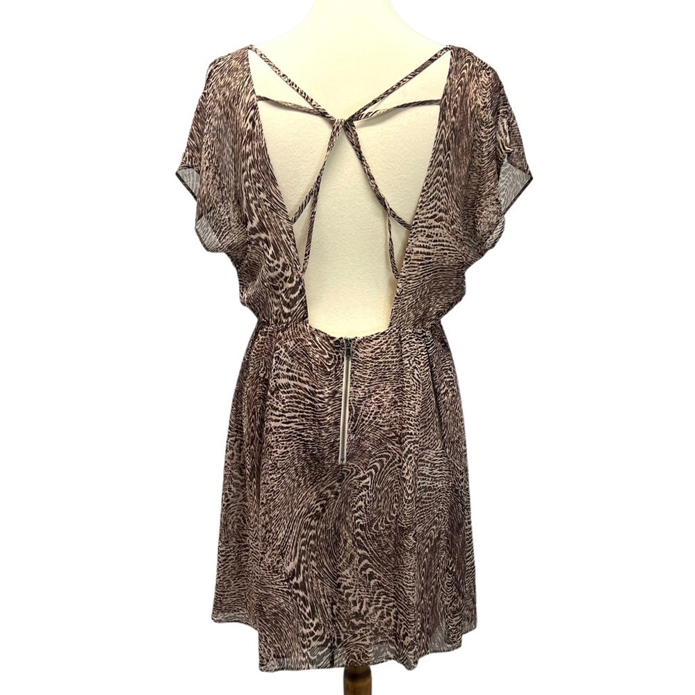 Alice + Olivia Kemper Silk Animal Print Open Strappy Back Mini Dress Women Large - Picture 9 of 14